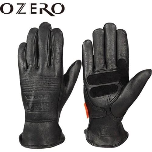 OZERO Motorcycle Gloves Leather Genuine Sheepskin Retro Motocross Motorbike Biker Racing Riding Hand Motor Moto Gloves Men 5011