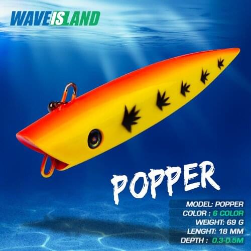 WAVEISLAND Popper Fishing Lure Topwater Baits 69g 18cm Peche Whoppers Trout Fish Tackle Pesca Saltwater Isca Artificial Lures