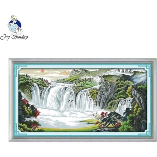 Joy Sunday River and Mountains Home Decor Counted Print on Canvas 11CT 14CT Chinese Cross Stitch Kits Embroidery Needlework Set