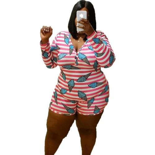 Plus Size Clothing Homewear One Piece Jumpsuit Long Sleeve Bodysuit Women Shorts Jumpsuits Sexy Nightwear Wholesale Dropshipping