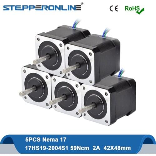 5PCS Stepper Motor Nema 17 Motor 48mm 59Ncm 2A 17HS19-2004S1 Stepping Motor 4-lead with 1m Cable for DIY CNC 3D Printer