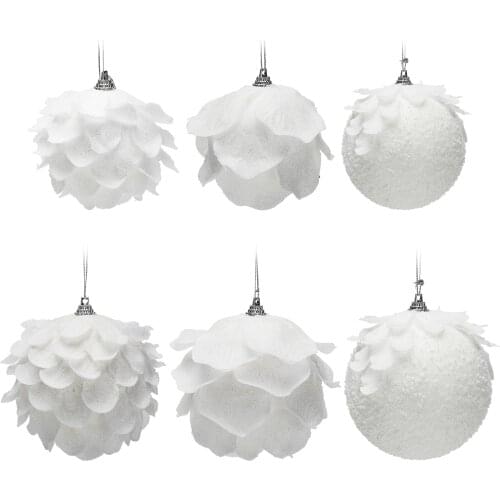 Petal Foam Ball Christmas Ornaments Holiday Decor Safe For Pets And Children Glitter Shatterproof Snow White Durable Pendants