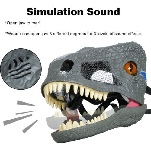 Blue Dinosaur Mask Halloween Cosplay Velociraptor Masks T-Rex Animal Masqrade Party Costume Props Birthday Gift for Kids