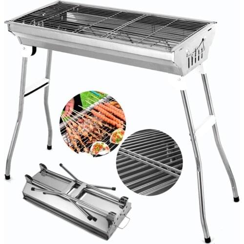 Outdoor Barbecue Grill Stainless Steel Folding Free-Installation Barbeque Grill BBQ Charcoal Grill Portable Grill