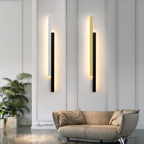 Modern Minimalist Led Wall Lamps Black Line Wall Sconce Indoor Lighting Fixtures Living Room Bedroom Decor TV Background Light