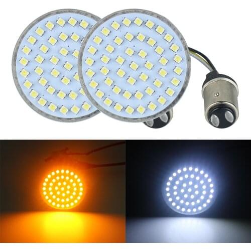 Motorcycle 2" LED Turn Signal Inserts Light 1157 Inserts Bullet Style Running Light for Sportster Tri Glide Softail 11-17