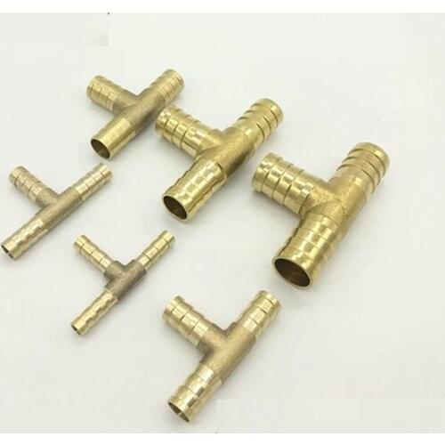 T-Shape Brass Barb Pipe Hose Fitting Reducing tee connector For 4mm 5mm 6mm 8mm 19mm hose copper Pagoda Water Tube Fittings