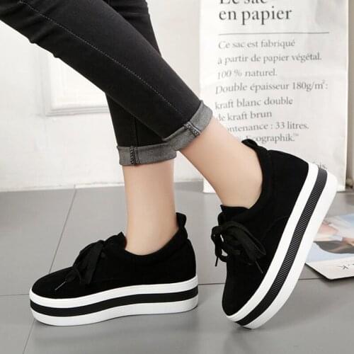 Brand Flock Thick Sole Platform Flats Female Shoes for Women Platform Shoes Sneakers Creeper Spring Autumn Summer Loafers