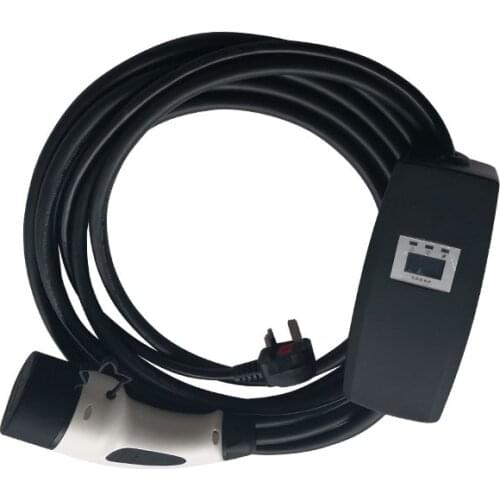 TUV listed UK 3 pins plug IEC62196 type 2 ev plug 11A 13A portable EVSE ev charging level 2