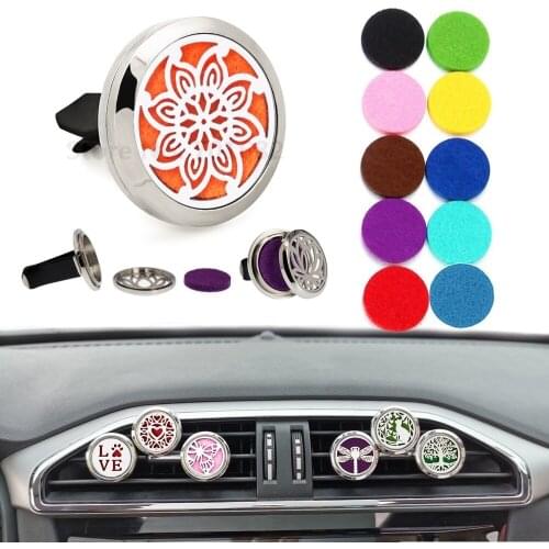 Amazing Grace 30mm 316L Stainless Steel Twist Car Perfume Aroma Essential Oil Locket Car Diffuser Vent Clip with 10p pads