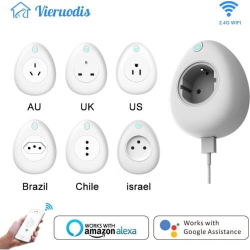 Wi-fi Smart EU US UK AU JP France Chile Brazil Israel Socket Plug 16A with Power Energy Monitoring Works with Alexa Google Home