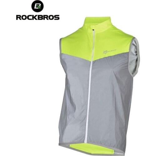 ROCKBROS Bicycle Jersey Reflective Cycling Sleeveless Men Sportswear Short Jerseys Bike Breathable Windproof Coat Safe Jacket