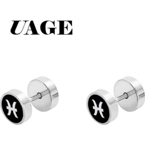 UAGE Geometric Female Punk Earrings Elegant Star Zodiac Sign Pisces Charm Stainless Steel Wholesale Jewelry Simple Earring Gift