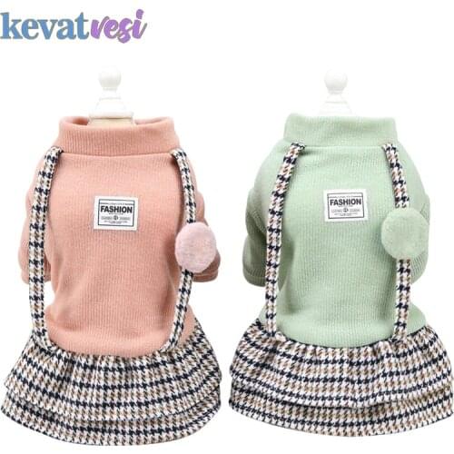 Winter Clothes for Dogs Pet Plaid Dress Coat Warm Dress Small Medium Dogs Autumn Dog Costume Pet Chihuahua Clothes Ropa Perro