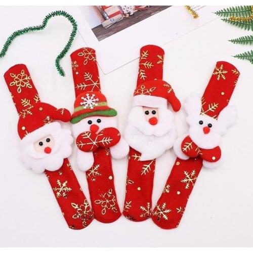 1 Pcs Christmas LED Light Patted Circle Bracelet Gifts Elk Toys Party Wrist Childrens Snap Snowman Ring Santa New Year H9J5