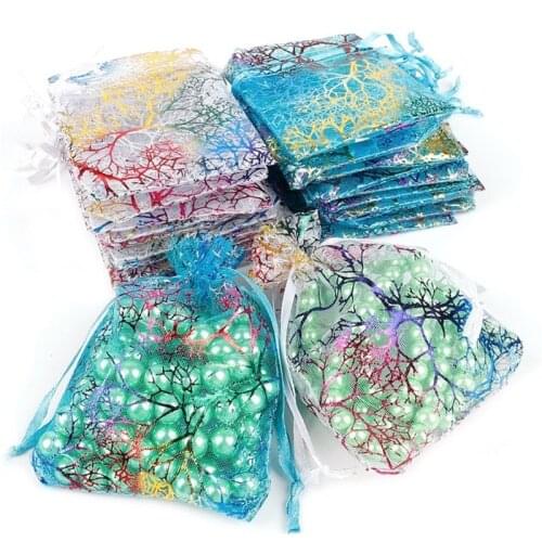 10PC 7x9cm 9x12cm 13x18cm Colorful Organza Bags Jewelry Packaging Bags Wedding Favor Gift Bags Drawstring Pouches