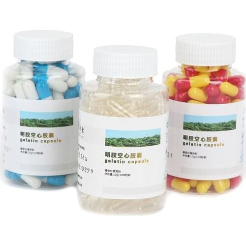 100Pcs/Bottle High Quality Medicinal Gelatin Empty Hard Gelatin Capsule Medicine Pill Vitamins Personal Health Care Pill Cases