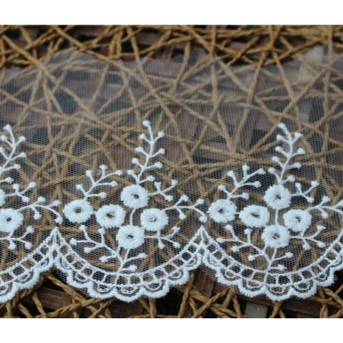 11cm width Cotton embroid lace sewing ribbon lace fabric trim warp knitting DIY Garment Accessories