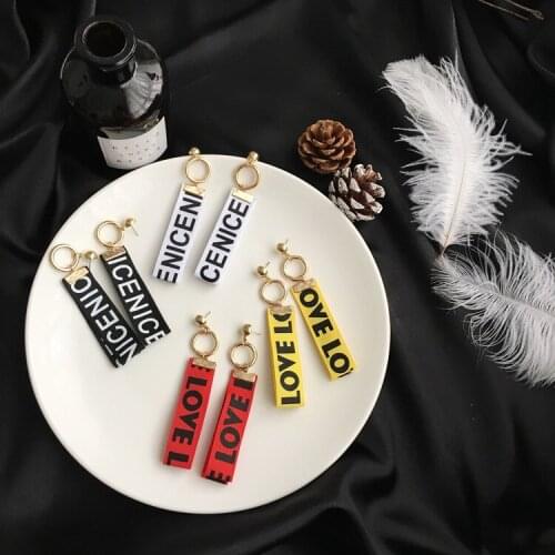 2018 Fashion jewelry exaggerated long earrings wide needle love letter round double pendant earrings female elegant earrings