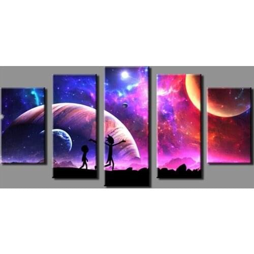 Canvas Pictures Home Wall Art Decoration 5 Pieces Starry Sky Painting Living Room HD Prints Animated Cartoon Posters frame