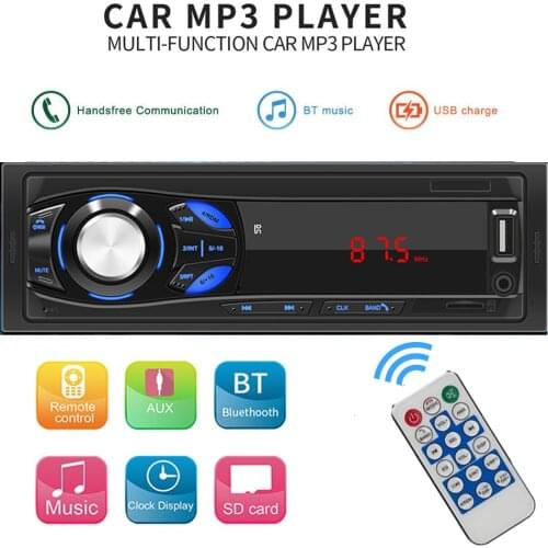 12V Bluetooth Car Stereo FM Radio 5V Audio Charger USB TF AUX Auto Electronics Subwoofer Car MP3 Player In-Dash 1DIN Autoradio