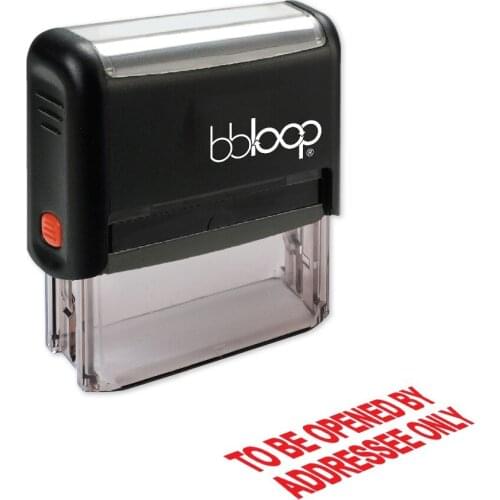 BBloop "TO BE OPENED BY ADDRESSEE ONLY" Self-Inking Stamp, Rectangular, Laser Engraved, RED