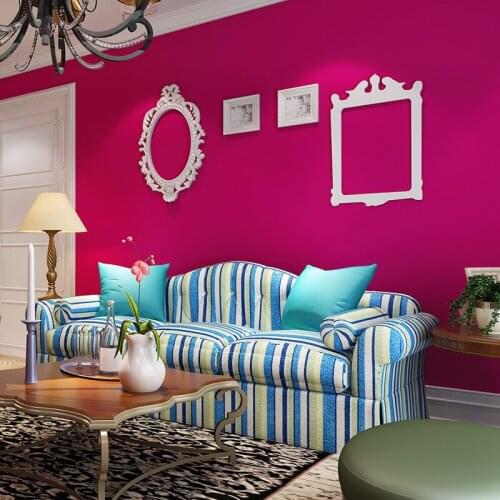 Beibehang minimalist solid color wallpaper bedroom romantic backdrop beauty salon paved red rose wallpaper papel de parede