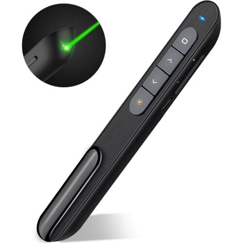Dual Modes USB Rechargeable Wireless Presenter RF 2.4 GHz Green Light Presentation Remote Control For Projector Powerpoint Slide