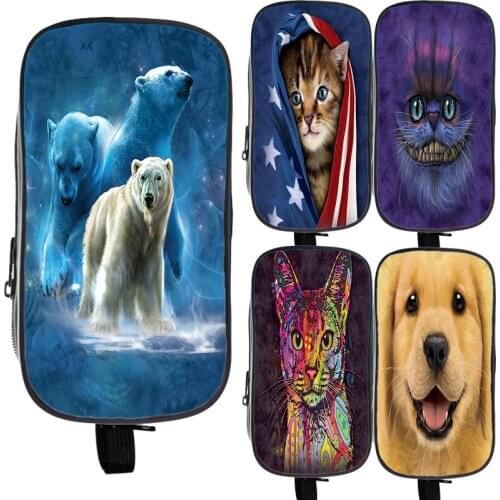 Kawaii Animal Polar Bear Concion Cat Dog Cosmetic Case Kids 3D Print Pencil Cases Cute Zipper Pencil Bag Large Capacity Pen Box