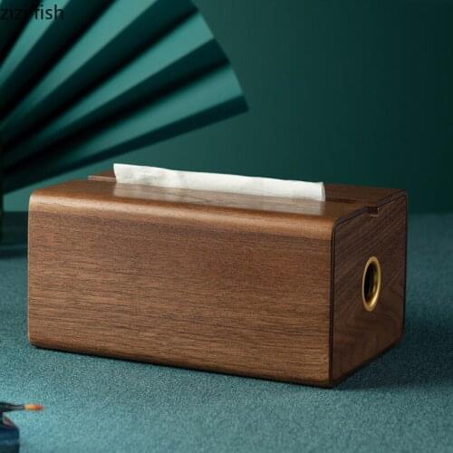Black Walnut Brass Tissue Box Home Living Room Rectangular Paper Towel Storage Box Decoration Paper Towel Tube Napkin Holder