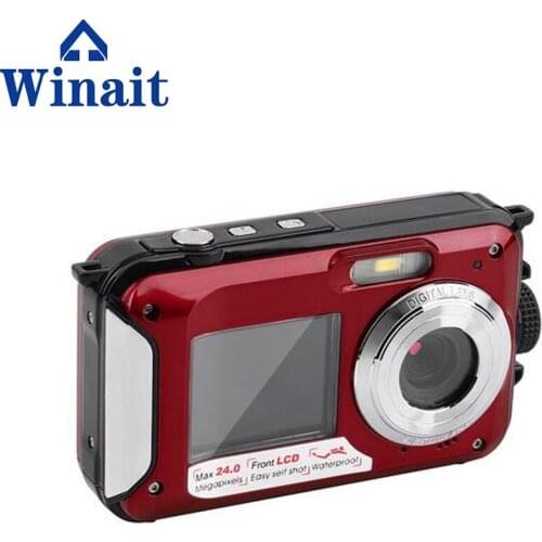Digital photo camera with periscope lens and standard screen