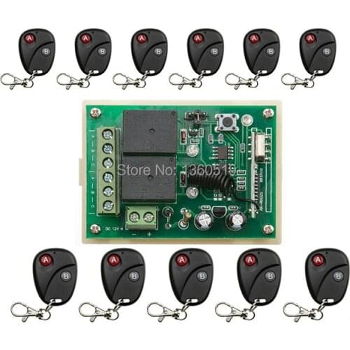 DC12V 2CH RF Wireless Remote Control System teleswitch 12*transmitter +1* receiver universal gate remote control /radio receiver