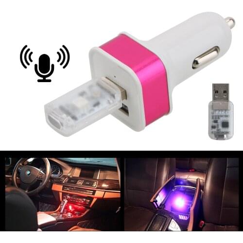 Decorative Lamp RGB USB Magic Stage Effect Light Universal Voice and Touch Control Car LED Atmosphere Light Cigarette lighter