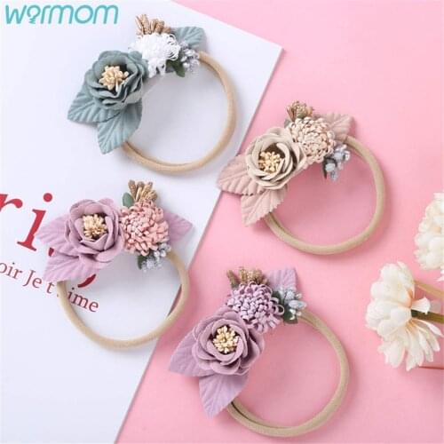 Warmom Pink Flower Baby Headband Girls Lovely Princess Infant Toddler Hair Band Kids Girl Hair Accessories Newborn Headwear