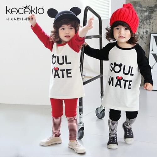 KACAKID Children Sets Boys Girls Longsleeves Top+pants Children Sets Fashion Cotton Kids Baby Children Sets T shirt+pants ka3095