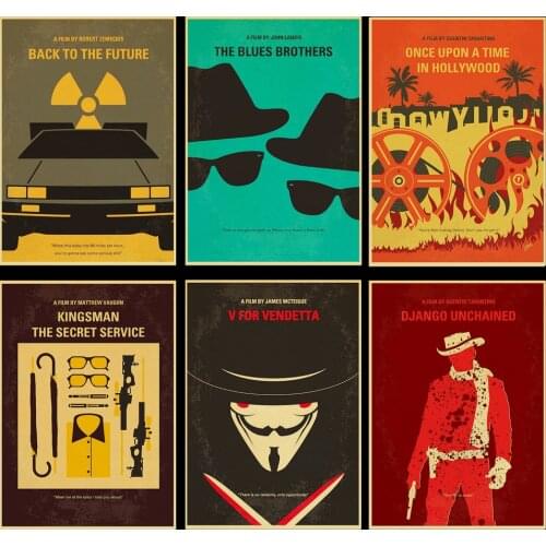 Minimal Movie poster V for Vendetta/Django Unchained/Blade Ruuner Retro Poster Painting For Home /Kids Room/Bar Decor