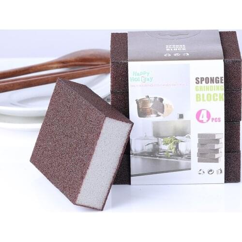 1/4pcs Home Cleaning Sponge Portable Dishwashing Scouring Sponge Tools Emery Magic Sponge For Washing Cleaner Kitchen