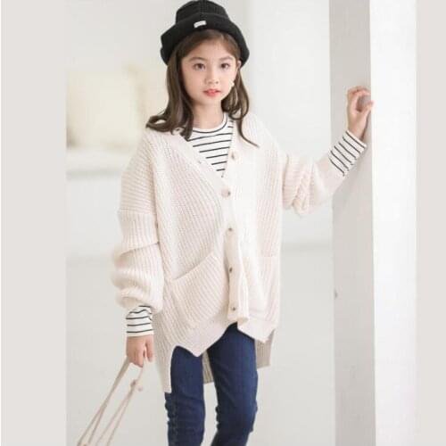 Baby Girls Cardigan Autumn Cotton Sweater Top Baby Children Clothing Girls Knitted Cardigan Sweater Kid Spring Clothes8 10 12 14