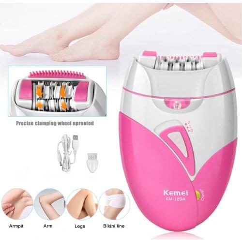 KM-189A Hair Epilator Electric Fast Rotating Detachable USB Rechargable Female Hair Trimmer for Women
