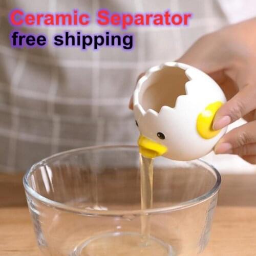 Creative Cartoon Chicken Egg Yolk White Separator Ceramics Ceramic Cartoon Chick Egg Separator Dining Cooking Kitchen Gadget