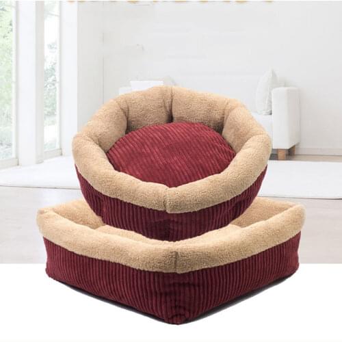 Round Square Lambswool Dog Beds for Small Dogs Luxury Sweet Mat Tray Cat Basket Cushion Sofa Pet Accessories Warm Puppies House