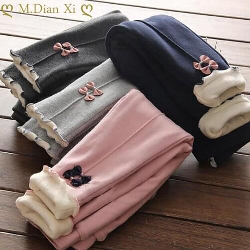 Girls Pants New Leggings Plus Velvet Thick Leggings Autumn Winter New Babys Girls Casual Out Wear Children Warm Children Pants