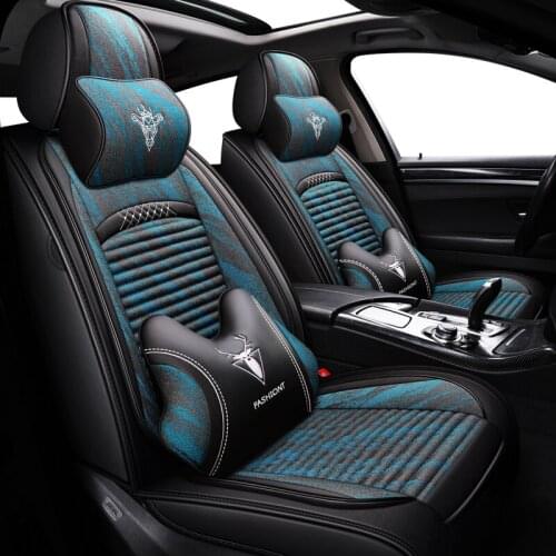 ZHOUSHENGLEE Linen Flax Car Seat Cover for Porsche All Models Cayman Macan Panamera Cayenne Boxster 718 car styling accessories