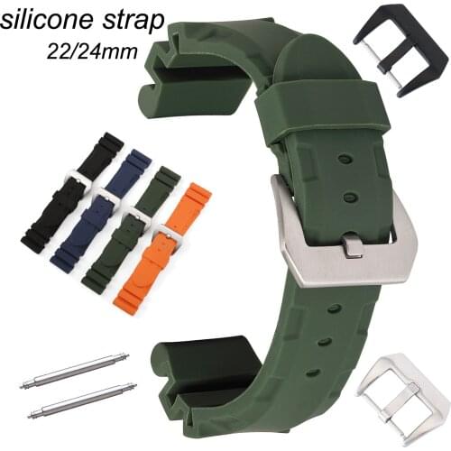 Soft Rubber Watchband 22mm 24mm Replacement Bracelet Sport Silicone Watch Strap Bands Wristband