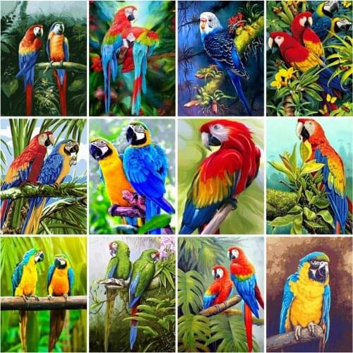 HUACAN DIY Pictures By Number Animal Painting By Numbers Bird Drawing On Canvas Hand Painted Paintings Parrot Kits Home Decor