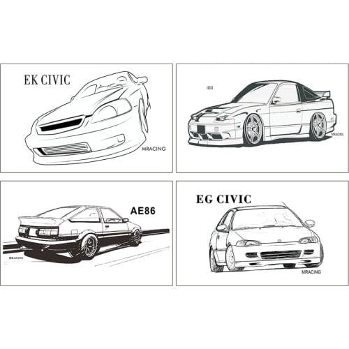 CustPrint Sketch Car Flag for Nissan Mracing Skyline Cars 90cmx150cm Digital Printing Banner w/ 2 Grommets