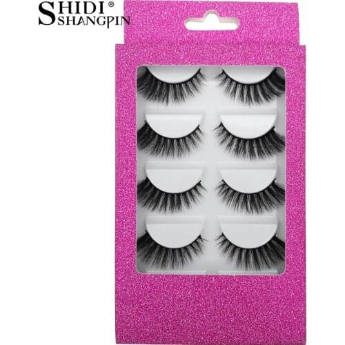SHIDISHANGPIN 5 pairs mink eyelashes hand made false eyelashes natural volume fluffy hand made lashes make up faux 3d eye lash