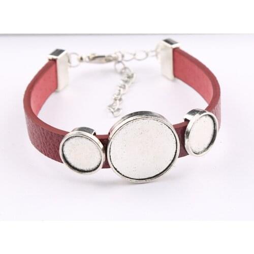 5pcs/Lot Fit 12mm 20mm Cabochon Bracelet Base Blanks Flat Leather Bracelets Bangle Bezel Settings Diy Jewelry Making Accessories