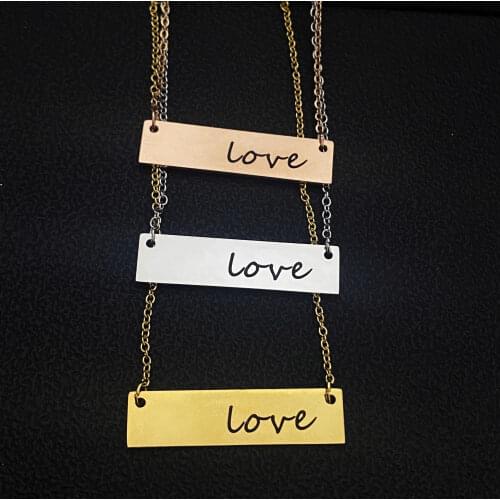 Noelia Personalized Engraved Bar Necklace Custom Name Date Necklace Stainless Steel Pendant Necklace for Woman Kids Mom