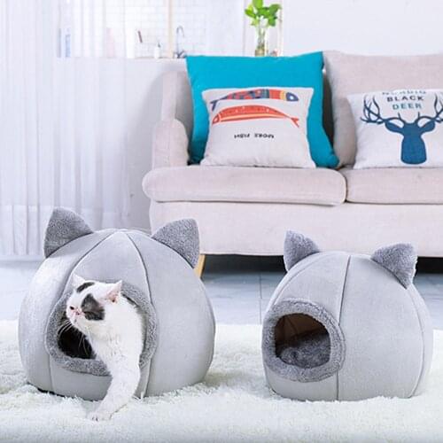 Pet Dog Cat Tent Semi-Closed House Kennel Winter Warm Velvet Nest Soft Foldable Sleeping Mat Breathable Pad Pet Supplies #20